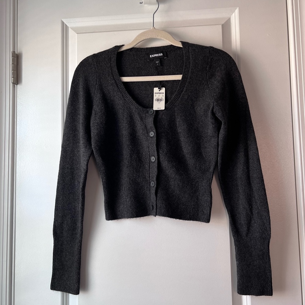 Express charcoal cropped cardigan